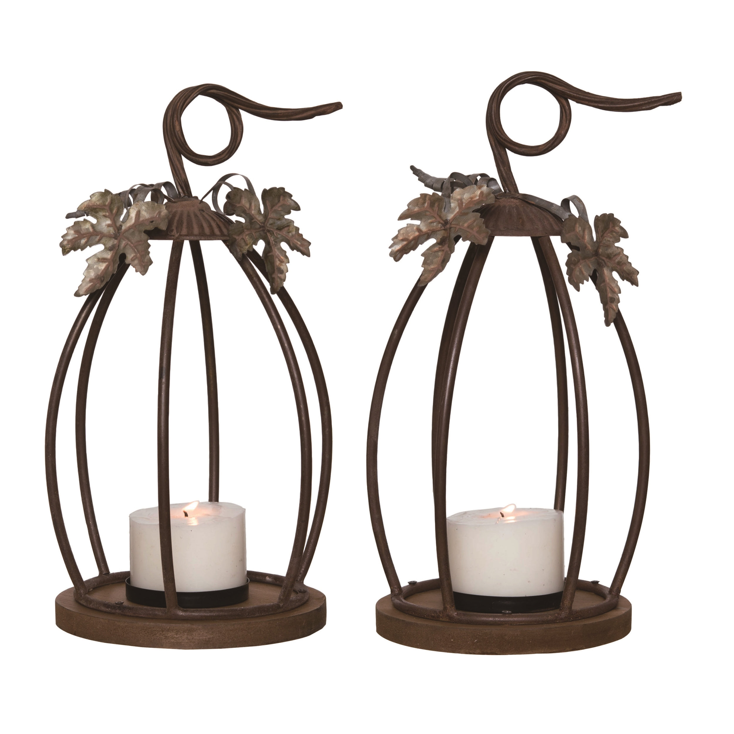 Metal Minimal Pumpkin Candle Holder Set of 2 Fall/Harvest Home Decorations