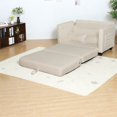Space-saving 2-in-1 Sofa Bed, Wood Frame With Corduroy Upholstery For Modern Homes