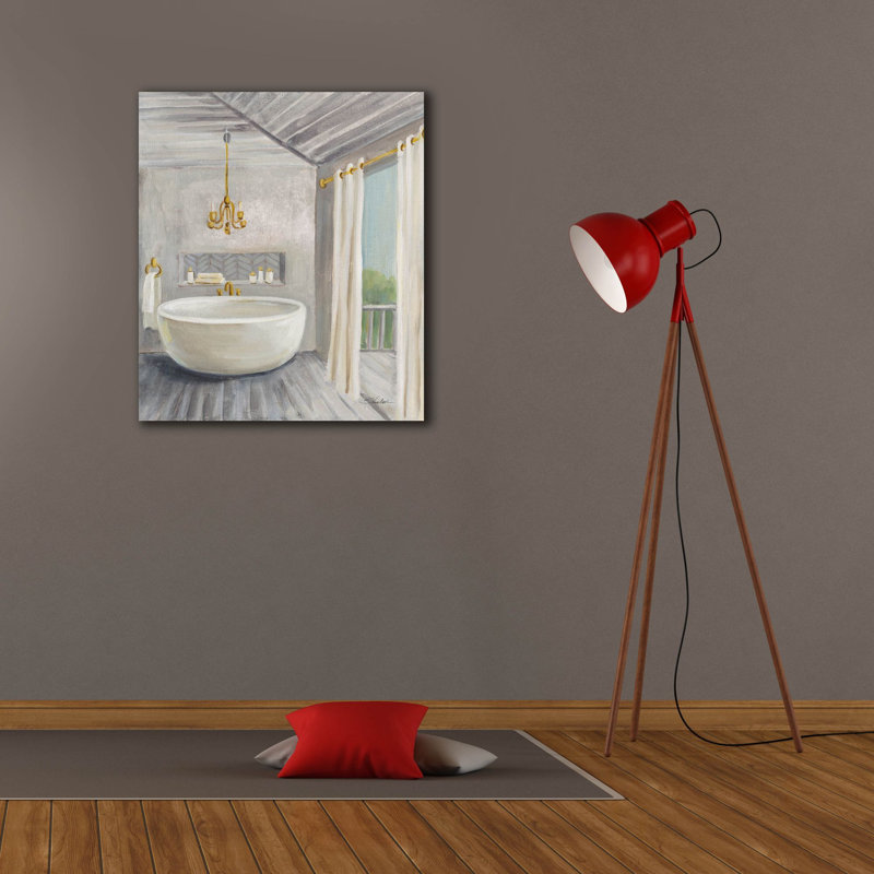 "Epic Graffiti" Attic Bathroom 2 Grey Wood "par Silvia Vassileva, art mural sur toile, 26 po x 30 po, H 30 po x l 26 po