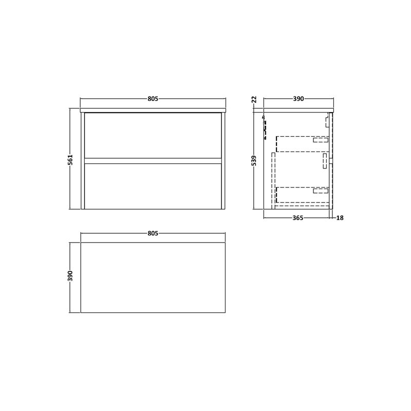 Havana 80.5cm Single Bathroom Vanity Base Only