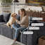Canapé modulaire à compression Compression, causeuse à profil bas 2 pièces avec porte-gobelets, poche de rangement latérale et 4 coussins, canapé sans assemblage pour le salon, gris-1027143671