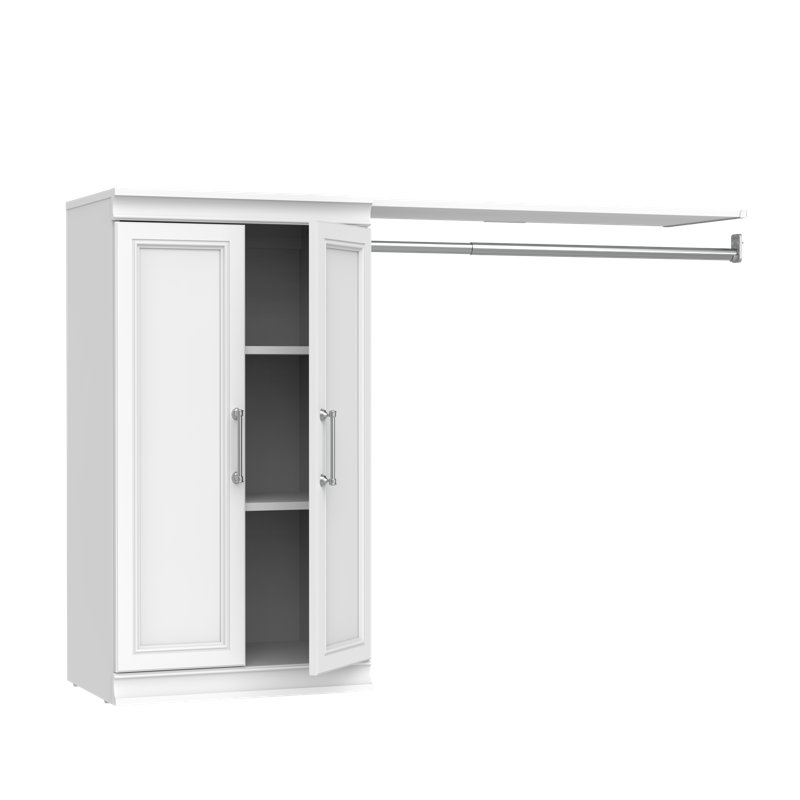 Modular Storage 57.40" W Shelf Unit with Hang Rod, White