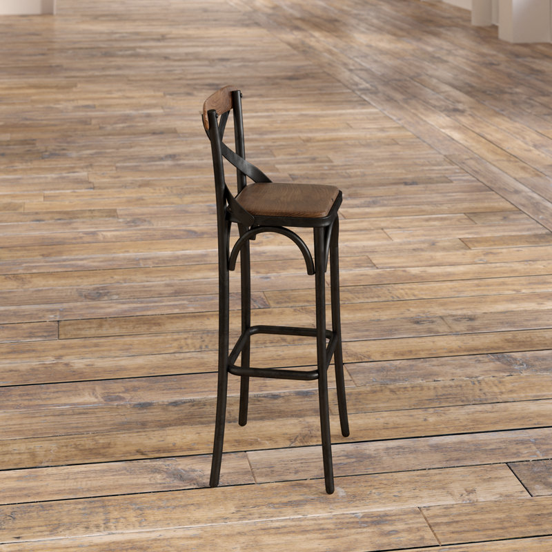 Tabouret en bois massif Damara, Tabouret de bar (assise de 30 po de hauteur)