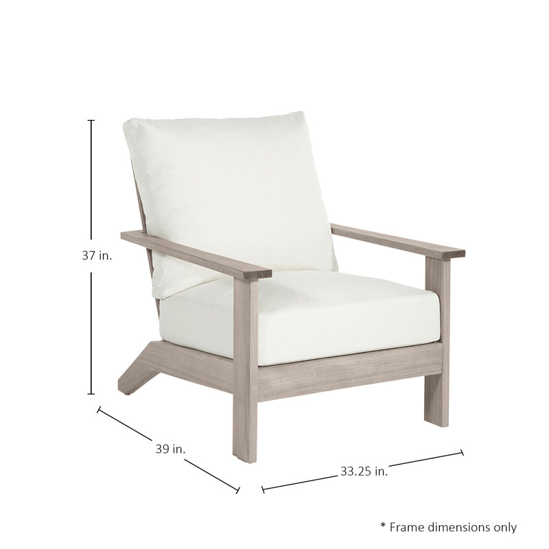 Ashland Patio Lounge Chair with Cushions, Welt, Natural White, Oyster Teak