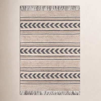 Alberta Beige Gray Hand-Woven Southwestern Jute Rug