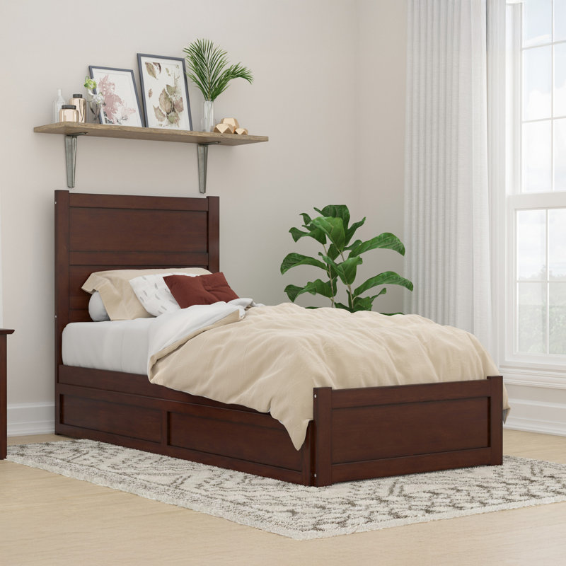 Ivor Solid Wood Trundle Bed, Walnut, Twin XL