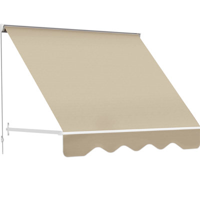 Store extérieur manuel à bras articulé de 1,83 m pour balcon, protégé, en aluminium, blanc crème, rétractable, avec bras articulé, protection renforcée.