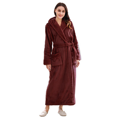 Zaina Polyester Velour Girl / Woman+ Ankle Bathrobe with Pockets and Hood for Kids