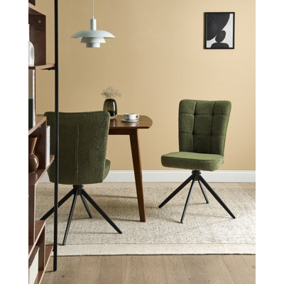 RYAN 49cm H Boucle Upholstered Side Chair in Green