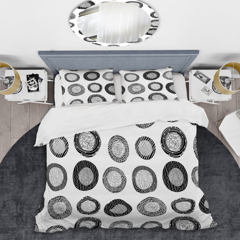 Ensemble de housse de couette en microfibre noir / gris / blanc 3 pièces, Housse de couette pour très grand lit et 2 très
