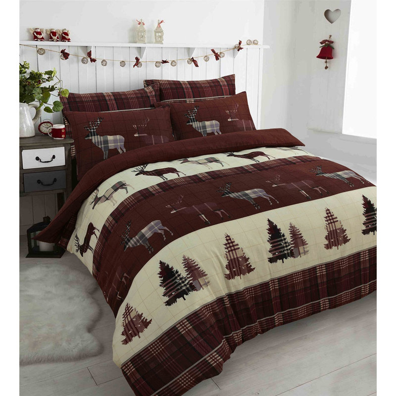 NZ Flannel Animal Print Duvet Cover Set with Pillowcases, Single, Grey