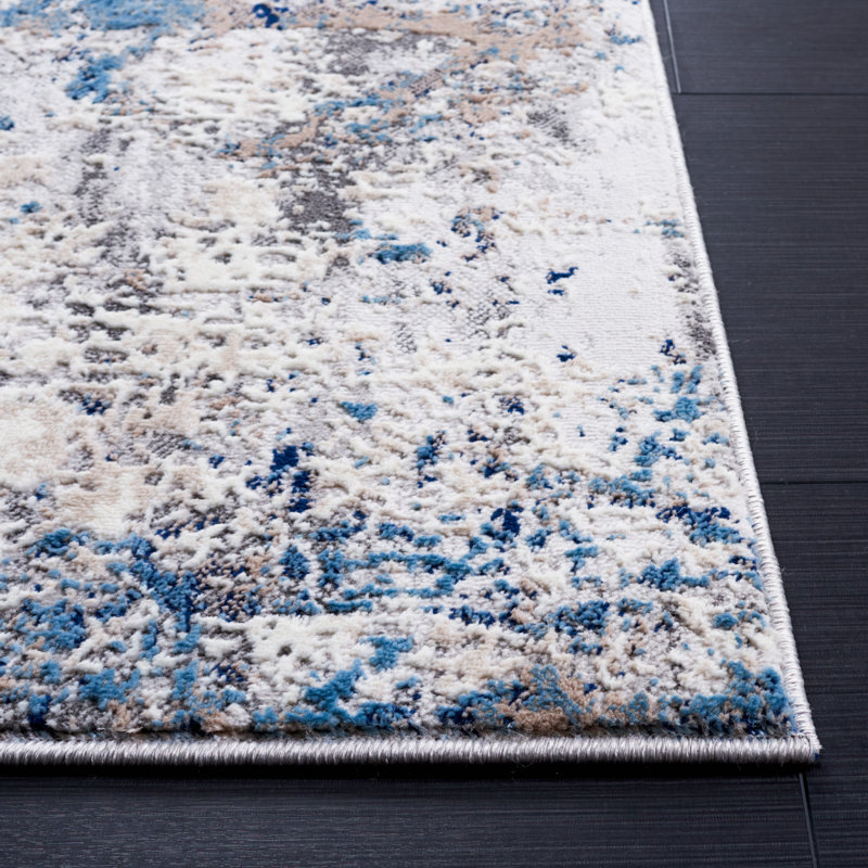 Tapis bleu / ivoire Vogue 150, Rectangle 9 pi x 12 pi
