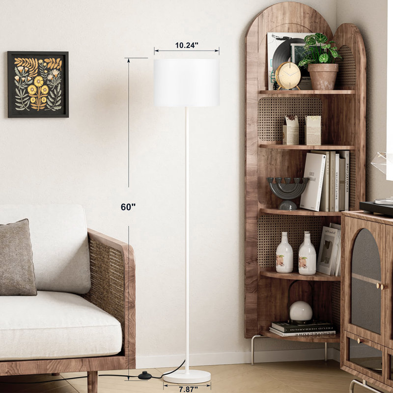 61'' Modern Floor Lamp With Shade(without Bulb), Tall Lamps For Living Room, Bedroom, Office, Dining Room, Brown, White