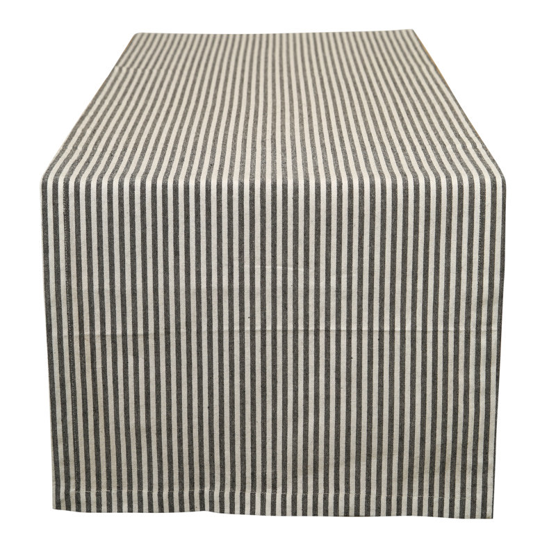 Lyndsay Stripes Cotton Table Runner, Black