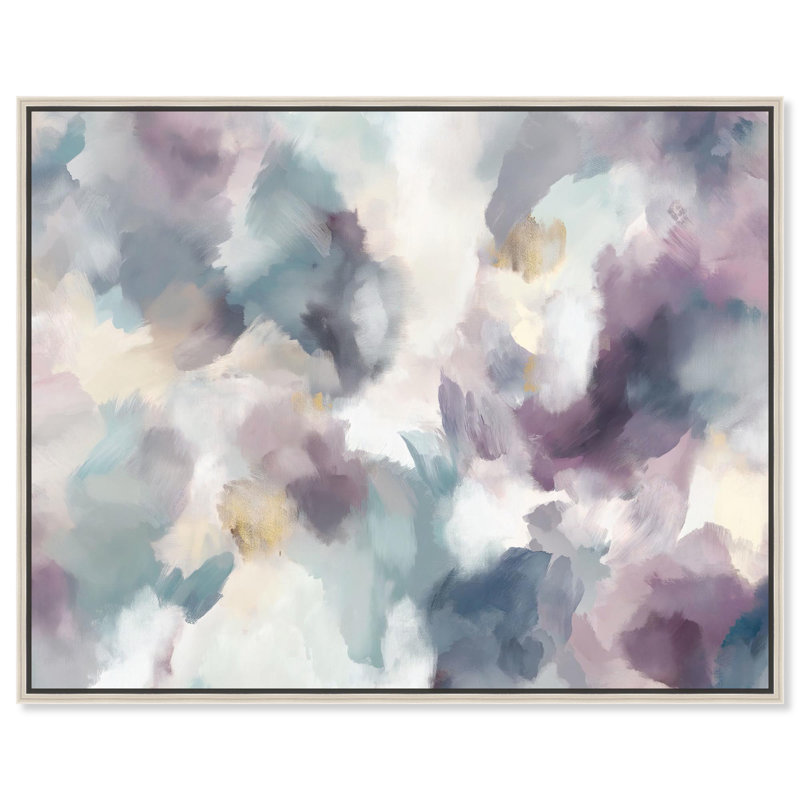Art Remedy, aquarelle abstraite, reflets dorés, H 25 po x l 31 po, Cadre argenté flottant