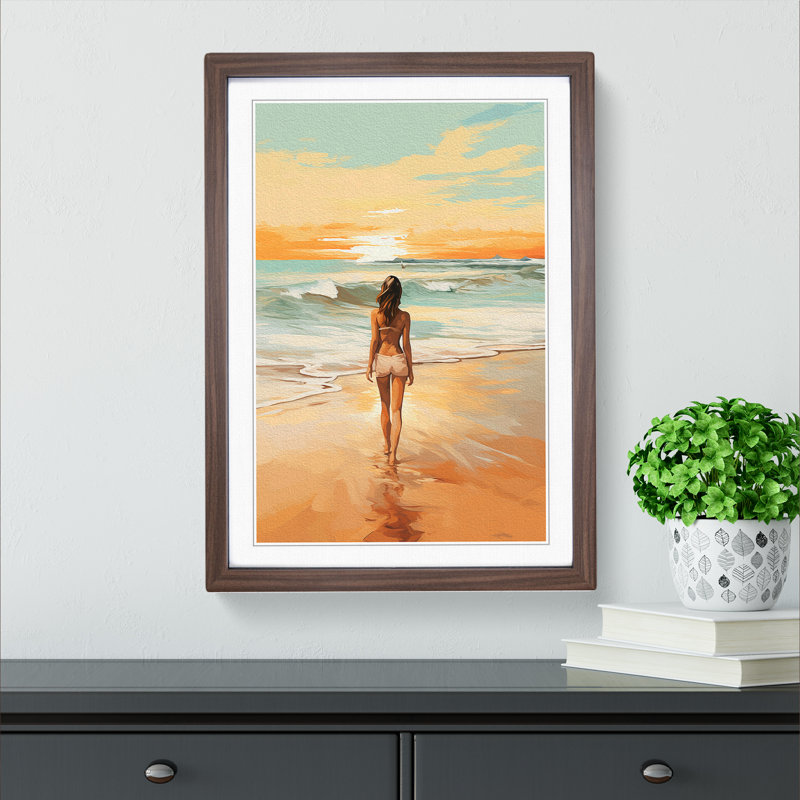 Single Picture Frame Print on Wood, Walnut Framed, 46cm H x 34cm W