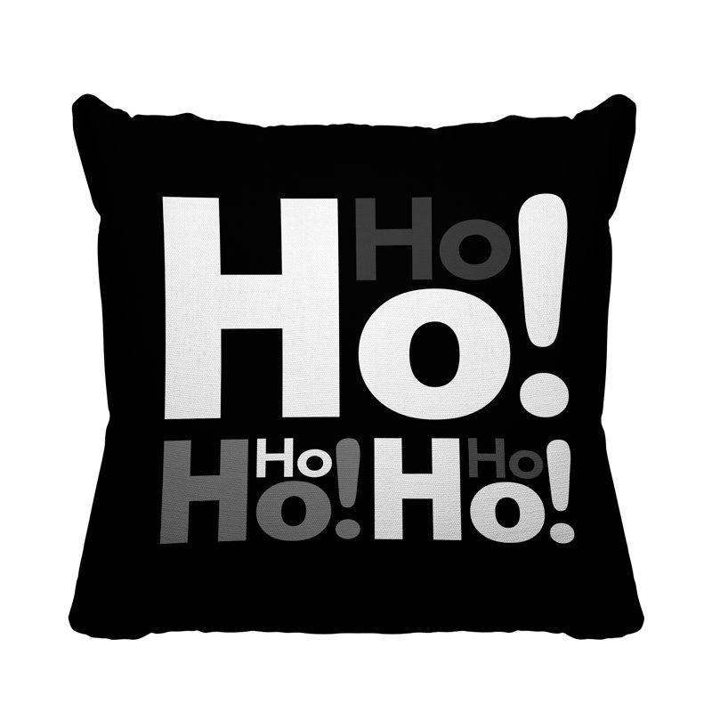 Coussin intérieur / extérieur Hohoho Christmas, L 19 po x H 19 po, Noir