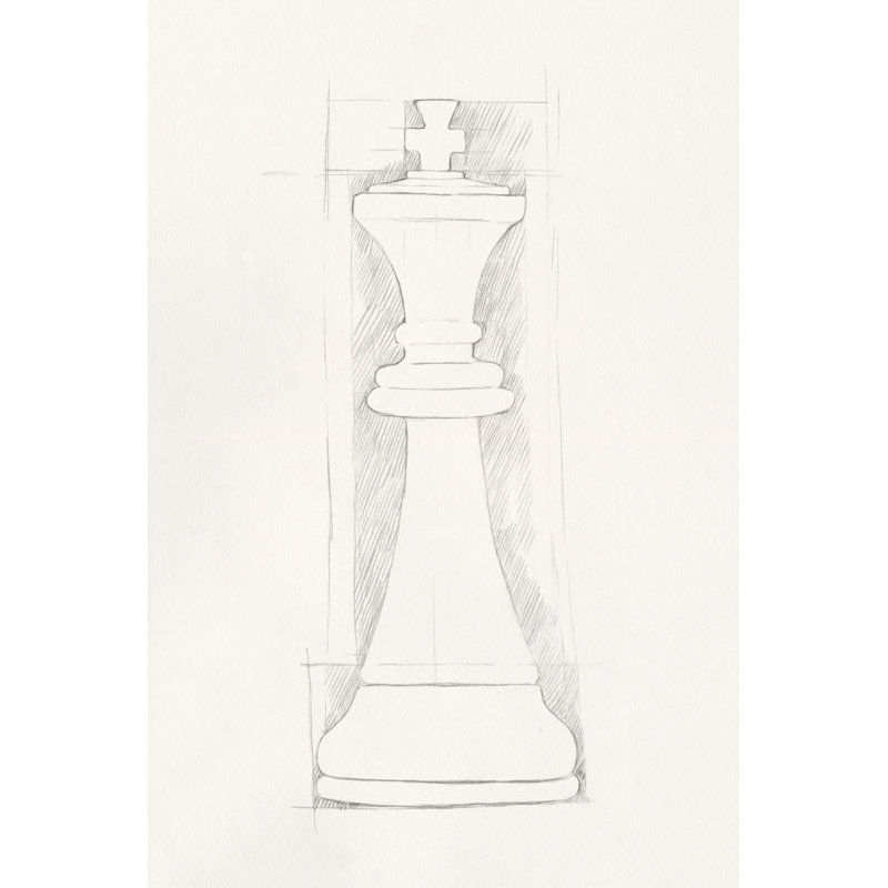 Chess Set Sketch II by Emma Caroline - Wrapped Canvas Print, 30cm H x 20cm W