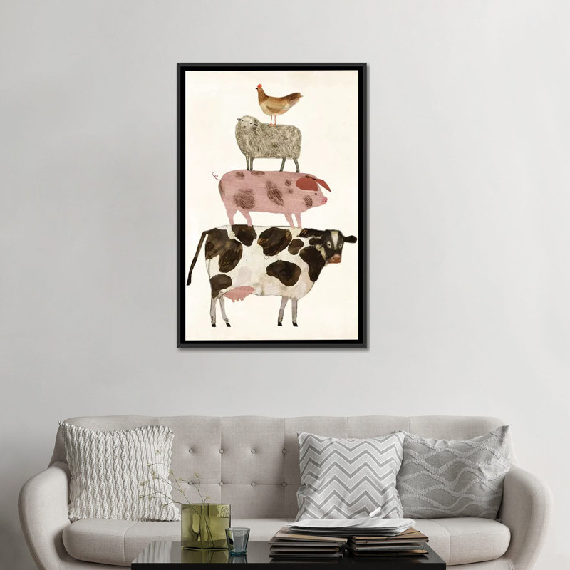 « barnyard bud iv », reproduction d’impression sur toile, H 26 po x l 18 po x P 1,5 po, Toile avec cadre noir, Pas de tapis