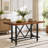 63" Counter Height Dining Table with Industrial Metal Frame & Footrest