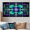 Turquoise néon fractal fleurs I - Boho Mandala, art mural sur toile 4 pièces