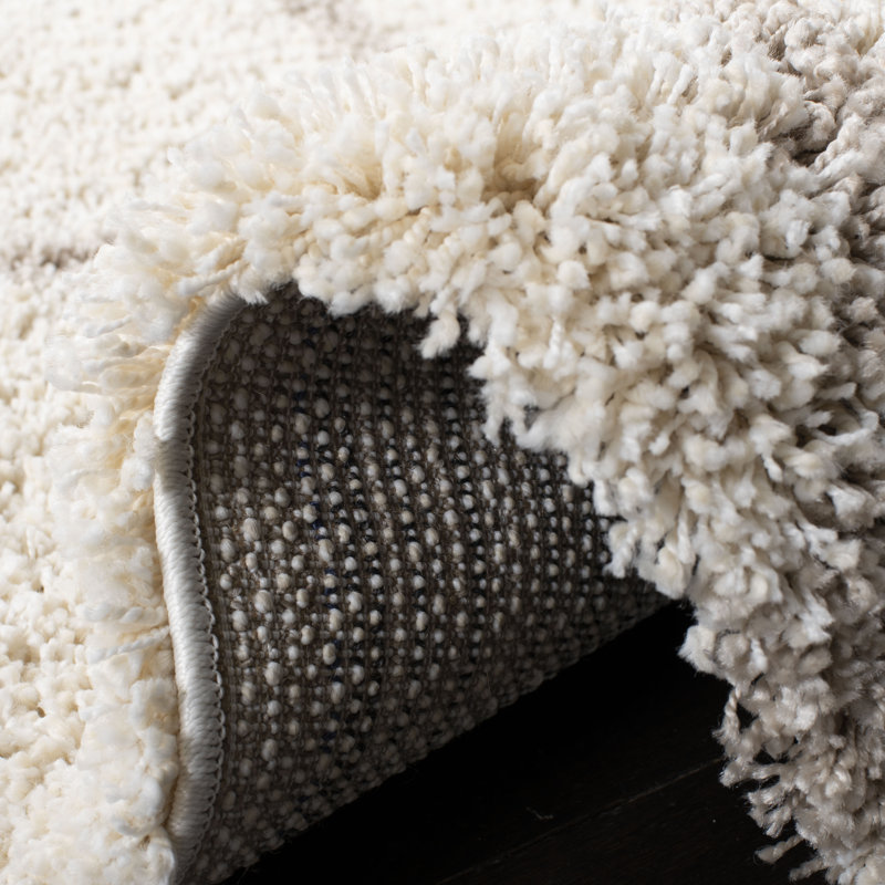 Darrold Shag Performance Geometric Rug, Rectangle 8' x 10', Ultra Plush 1.81", Ivory/Gray