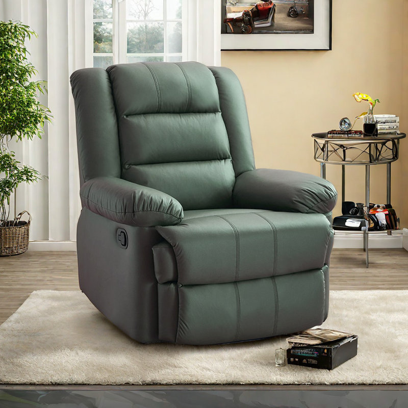 Tazeem Swivel Recliner, Olive Leathaire