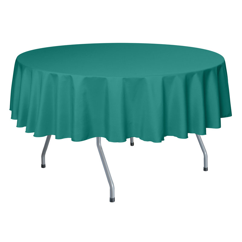 Ultimate Textile - Round Polyester Linen Tablecloth, 84" x 84", 3, Jade