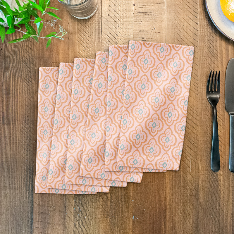 Eliah Cotton Geometric Square Napkin, Pink
