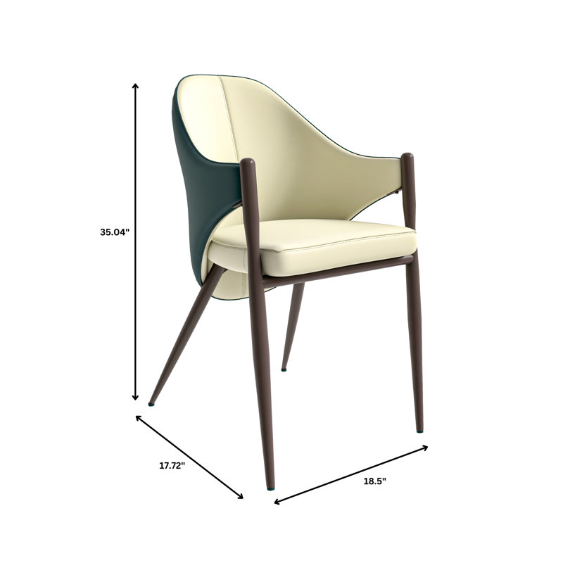 Ensemble de 2 chaises de salle à manger Kamaiyah, Crème/vert