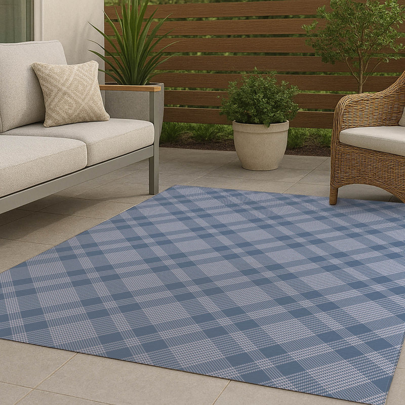 Lily Tartan Non-Slip Outdoor Rug, Rectangle 2' x 3'