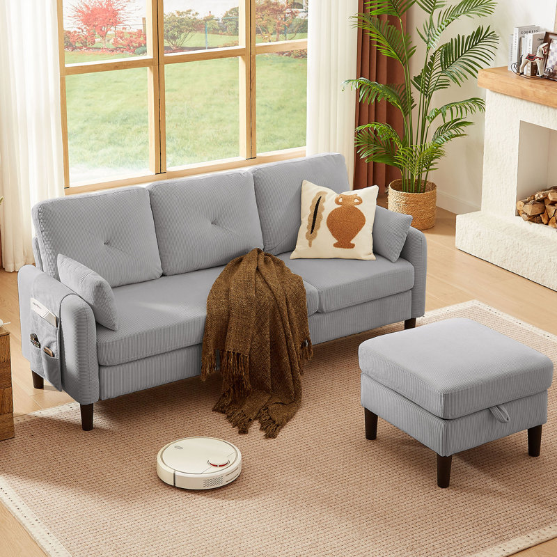 Elmaleh 3 - Piece Upholstered Sectional, Gray Polyester Blend
