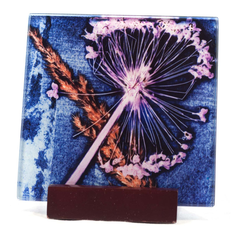 Guynn Glass Square 1 Piece Coaster, Blue
