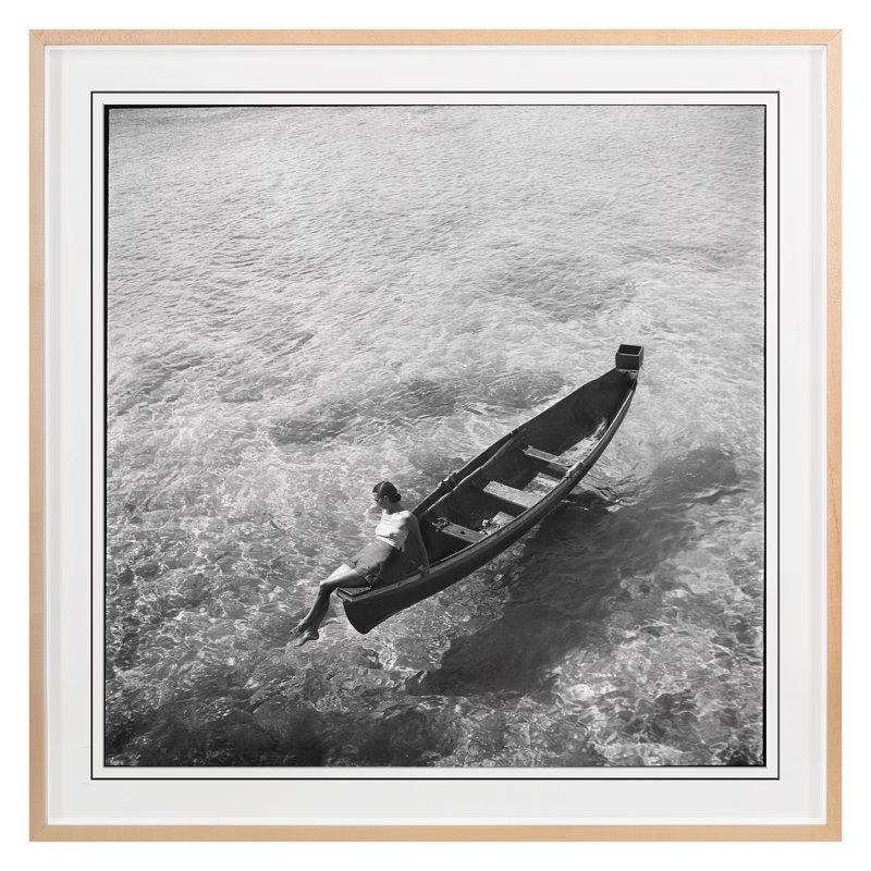 Woman On Boat Print by Grand Archives, Maple, 36" H x 36" W