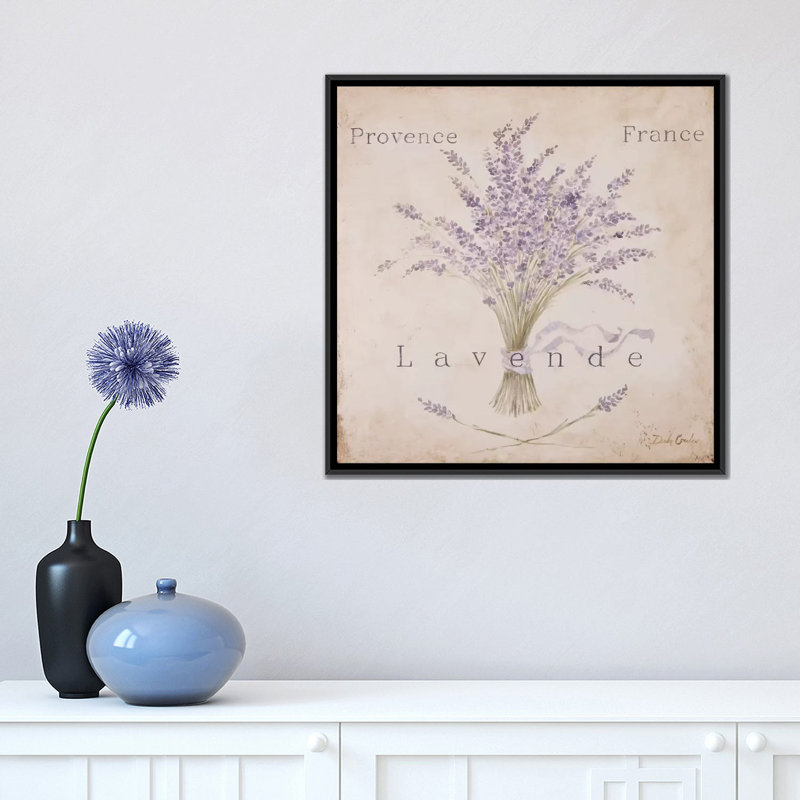 « Lavende Panel », reproduction d'art sur toile tendue, H 18 po x l 18 po x P 1,5 po, Toile avec cadre noir, Pas de tapis