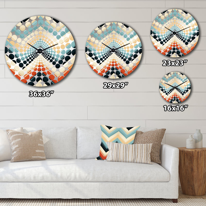 Retro Revival Chevron Pattern - Chevron  Wall Clock, Small