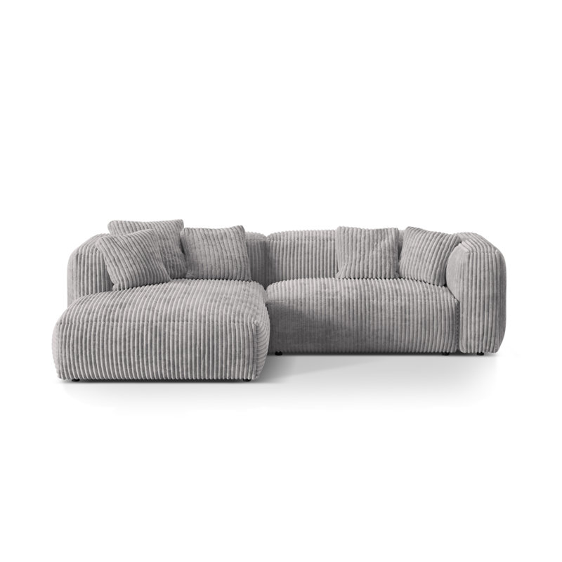 Betsayda 2 Seater Corduroy Corner Sofa , Light Grey