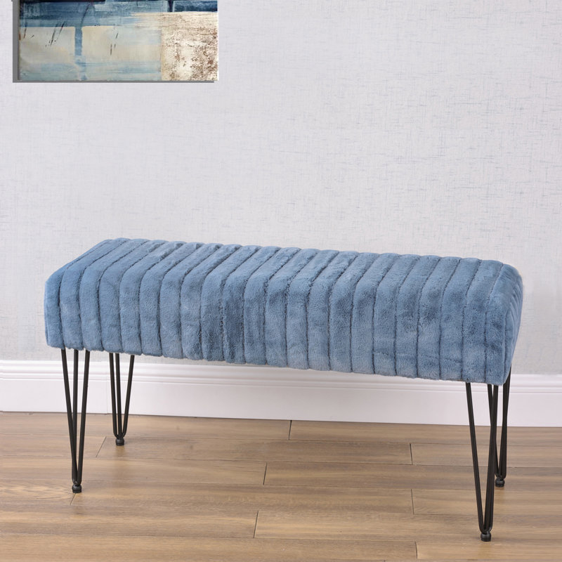 Dugan Upholstered Ottoman, Blue Mirage 