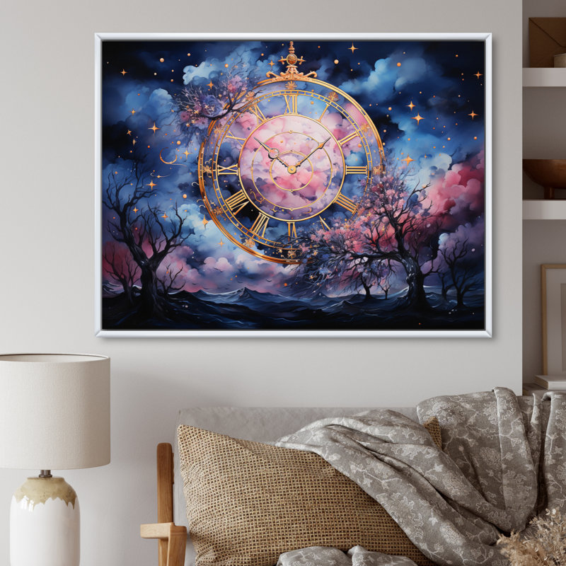 Astrologie étoilée d'oracle I, reproduction d'art sur toile, H 16 po x l 32 po x P 1 po, Cadre flottant blanc