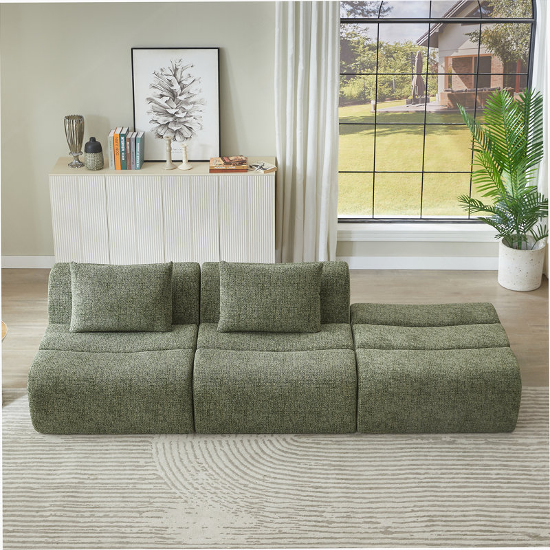 Oversized Three - Seater Compressed Sofa With Chenille Fabric, No - Assembly Needed, Space - Saving For Living Room And Apartment Use