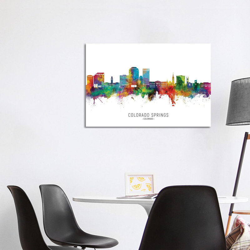 Colorado Springs Skyline City Name by Michael Tompsett - Wrapped Canvas Gallery-Wrapped Canvas Giclée