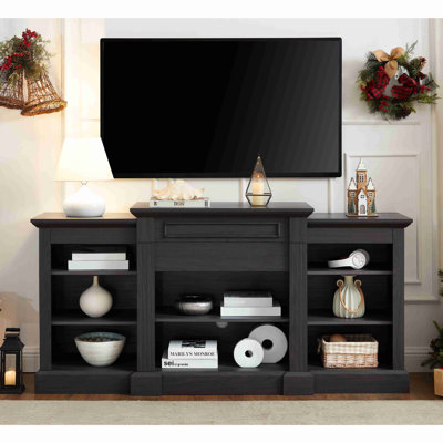 Console multimédia avec grande armoire de rangement, meuble télé multimédia moderne, l 65,75 po x P 17 po x H 32,48 po
