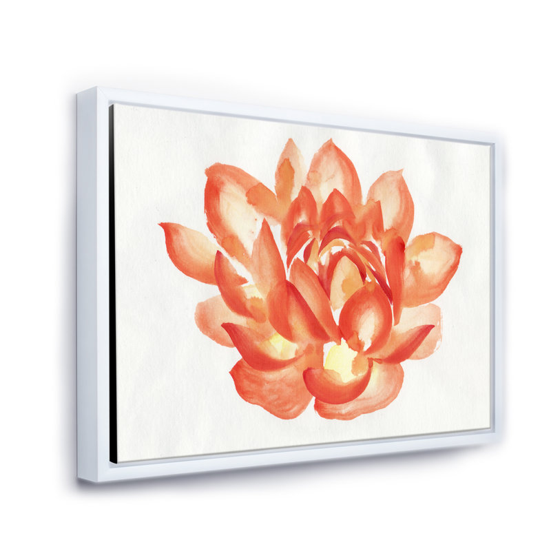 " Vintage Detail Of A Orange Lotus " Painting Print, 24" H x 32" W x 1" D, White Framed Canvas
