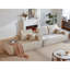 Canapé moderne en tissu beige avec méridienne, meubles de salon spacieux