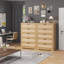 Commode haute pour chambre à coucher, commode en bois avec accents en rotin, commode de rangement verticale pour vestibule de salon-1369591717