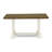 6-Piece Dining Table Set with Distressed Jacobean Dining Table and Wood Bench - 4 Cream Linen Fabric Kitchen Parson Wire brushed Linen White.-275643481-275643302