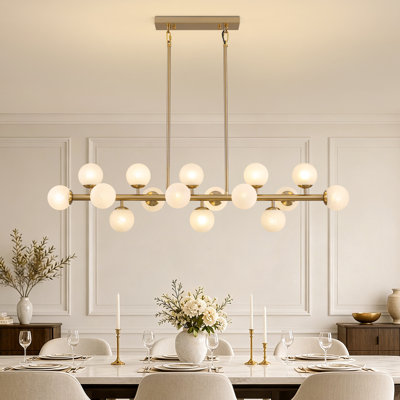 16-Light Dimmable Bubble Glass Golden Sputnik Modern Linear Chandelier