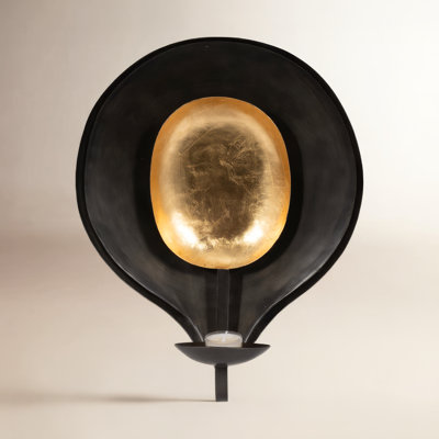 Black and Gold Metal Round Votive Holder