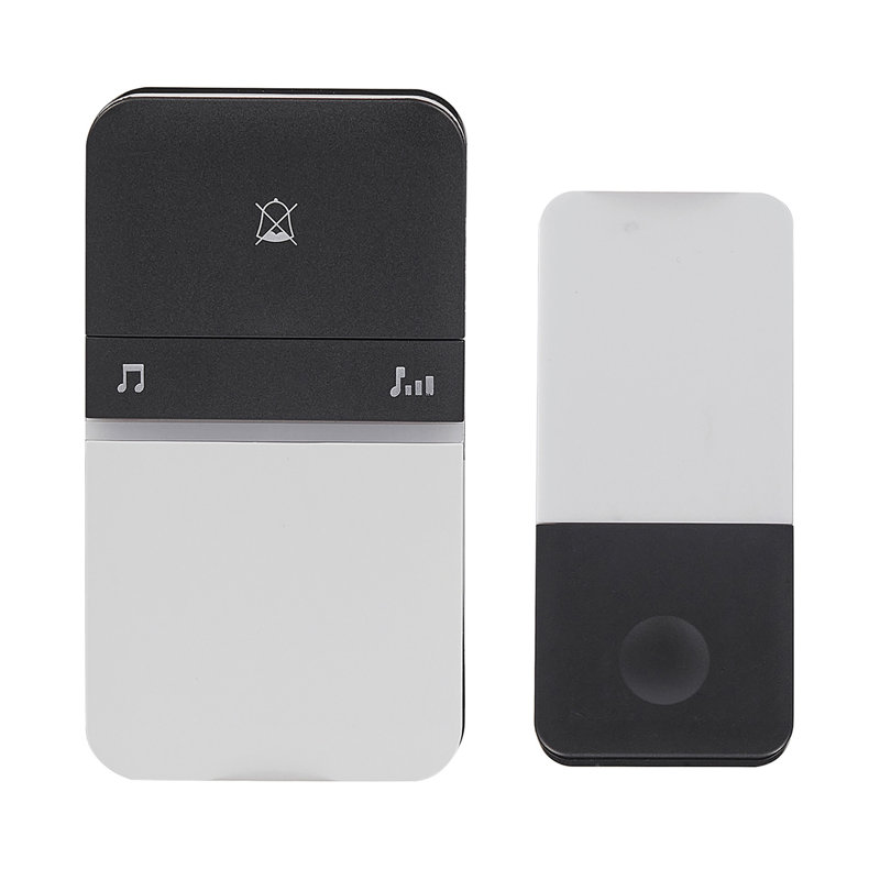 Ensemble de sonnette à brancher éclairé sans fil blanc et noir avec bouton cinétique Heath Zenith