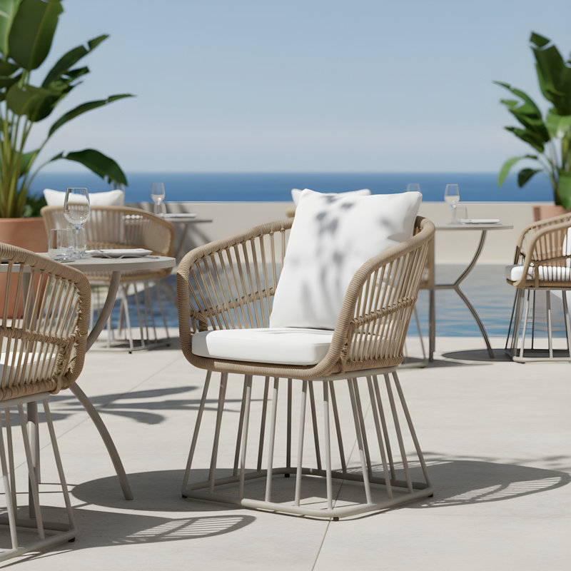 Chaise de salle à manger d'extérieur avec structure en acier, coussin
